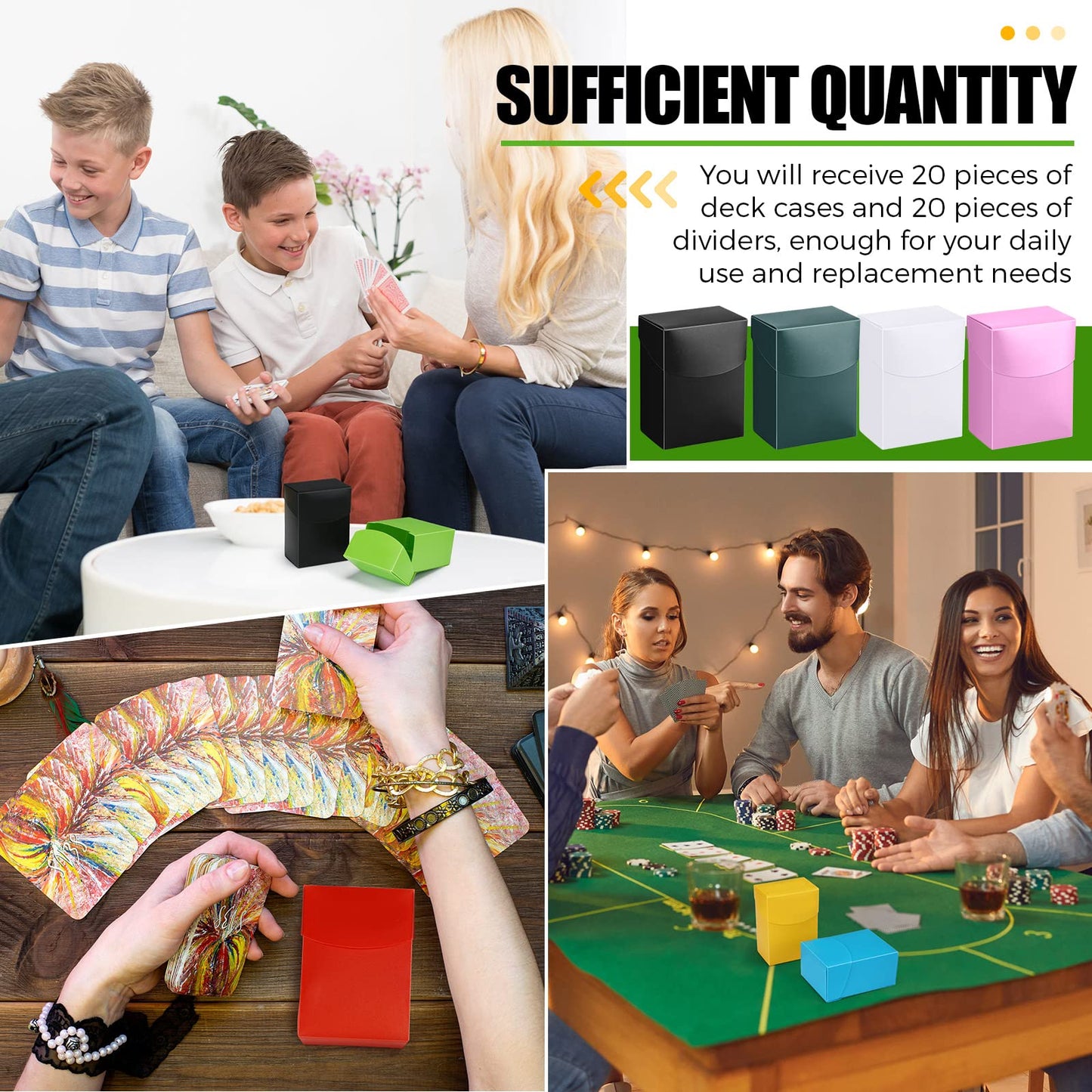 Zhehao 40-Piece Mint Deck Card Boxes with 20 Dividers - Storage Organizer for Trading Cards & Party Games, 2.88x1.88x3.88
