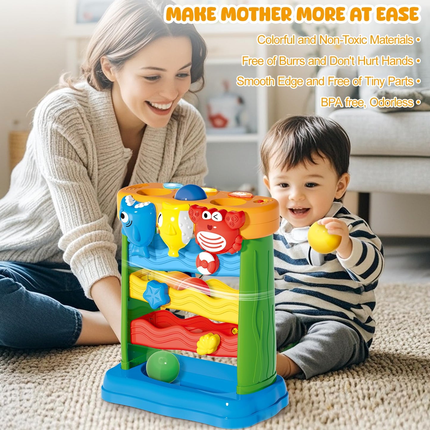 Aurotops Toys For 1 2 3 Years Old Boys Girls, Toddler Musical Toys For 6-12-18-24 Months, Interactive Toys With Light & Sound, Montessori Toys, Christmas Birthday Gifts For Baby Age 1-2 Years Old