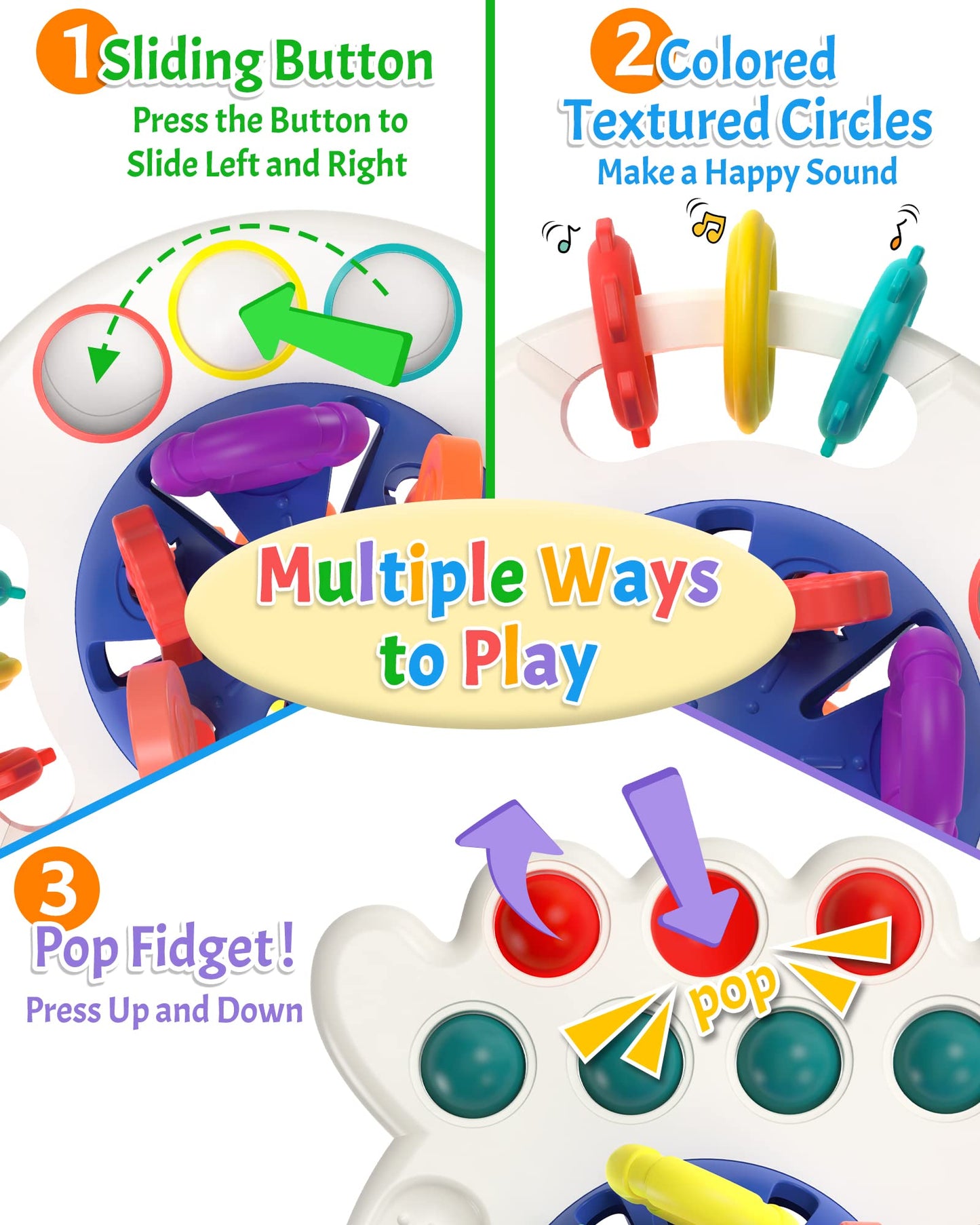 Yetonamr Baby Sensory Montessori Toys For 6-12-18 Months, Blue Pull String Teething Toy, Stocking Stuffers Birthday Gift Travel