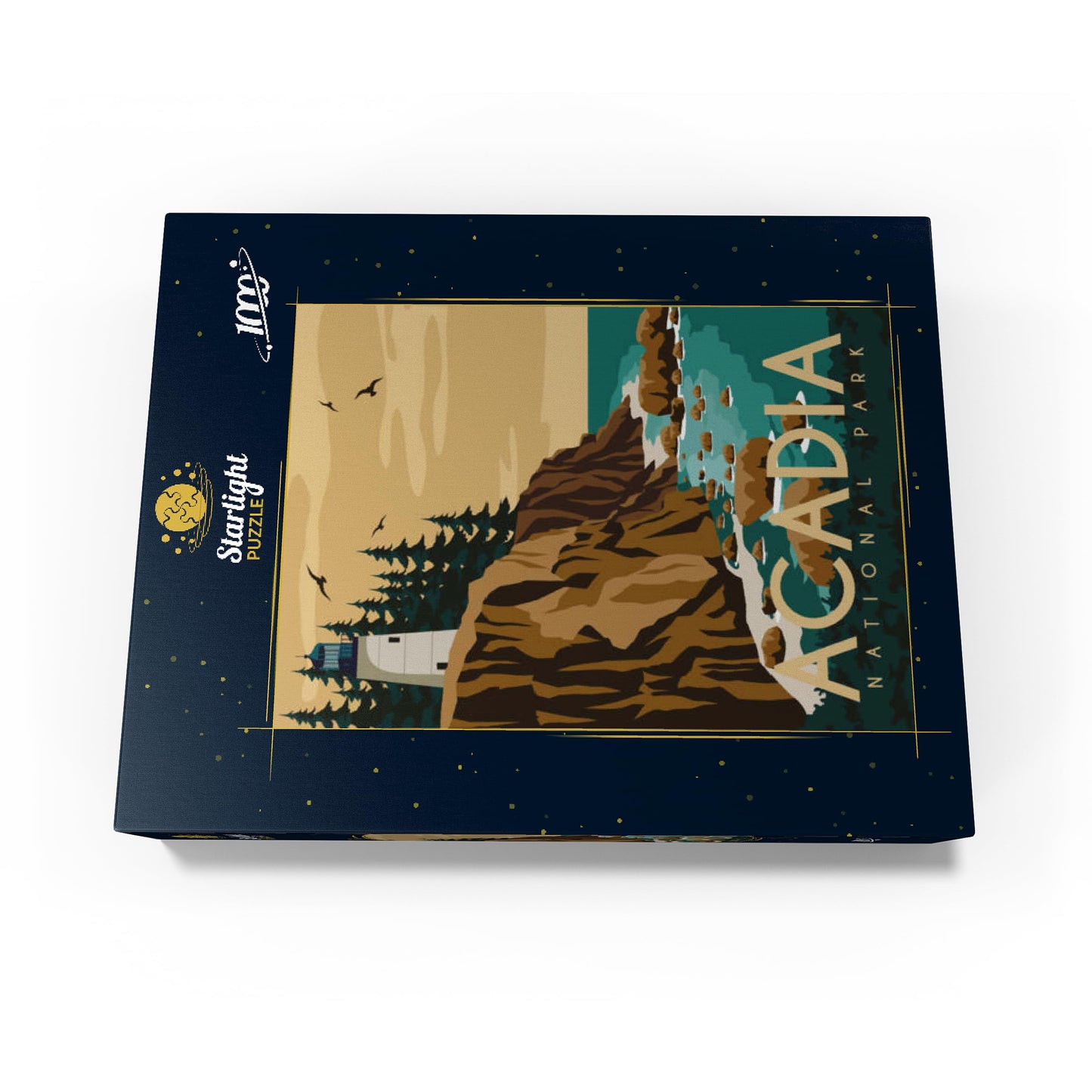 Mypuzzle Acadia National Park Maine Usa Art Deco Style Vintage Poster Illustration - Premium 1000 Piece Jigsaw Puzzle For Adults
