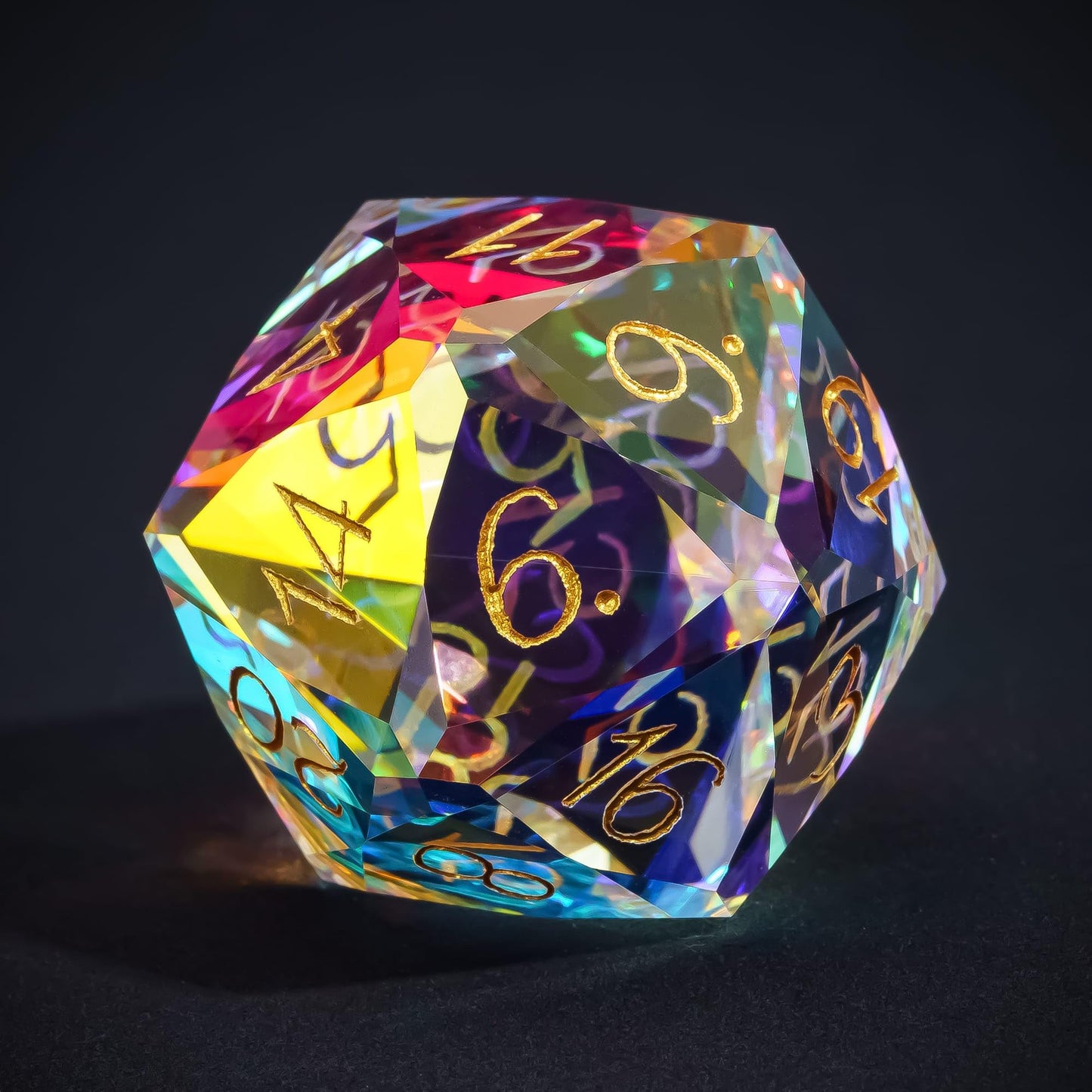 Udixi 7-Piece Prism Glass Dice Set D&D, Multifaceted Diamond-Cut Glass Dnd Dice For Dungeons And Dragons Rpg Tabletop Games