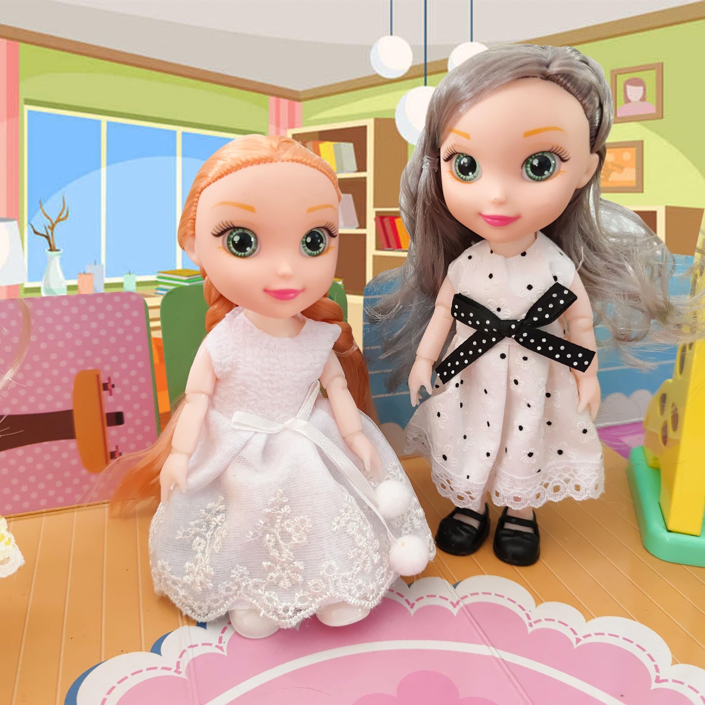 6.3' Mini Girl Dolls, Include 10 Sets Handmade Doll Clothes, 5 Sets 6.3' Small Girl Dolls, 5 Pairs Of Shoes