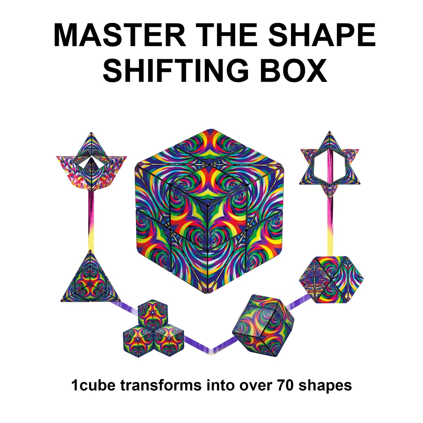 Shashibo Shape Shifting Box - Award-Winning, Patented Fidget Cube W/ 36 Rare Earth Magnets - Transforms Into Over 70 Shapes, Download Fun In Motion Toys Mobile App (Artist Series - Confetti)