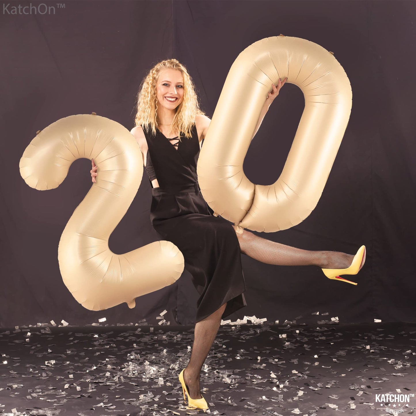 Katchon, Gaint Caramel 20 Balloon Number - 40 Inch | Creme 20 Balloons For 20Th Birthday Decorations | Number 20 Balloons | 20 Number Balloons For 20Th Anniversary Decorations | 20 Birthday Balloons