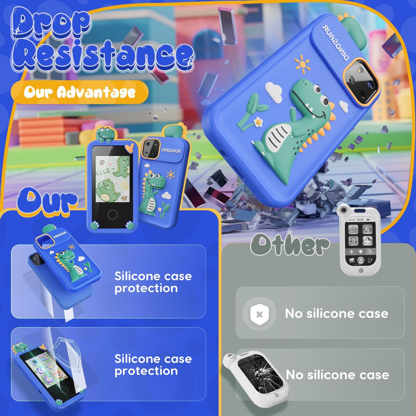 Kids Smart Phone Toys for Boys,Dinosaur Gift Toys for Boys Ages 3-9 Christmas Birthday Gifts Mini Smart Phone Toys with 2.8'' To