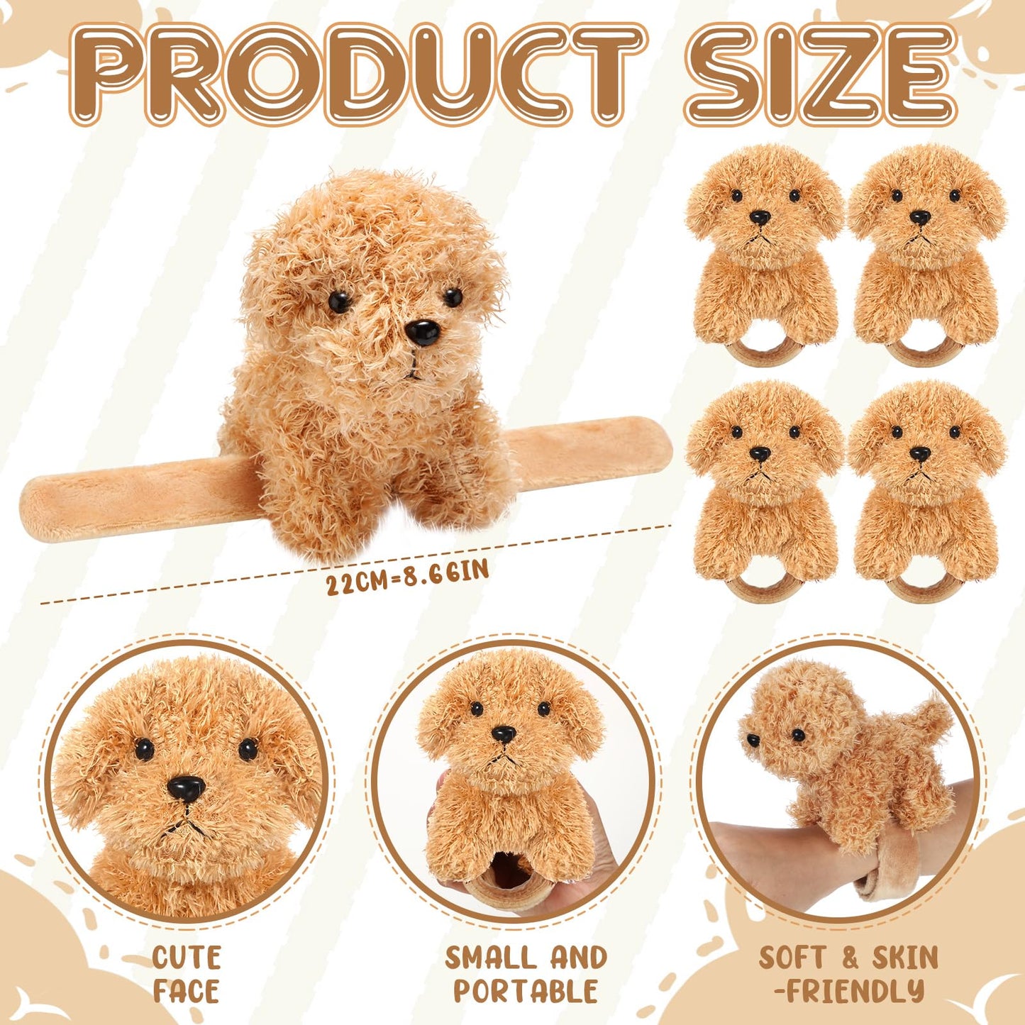 Ceenna 16 Pcs Valentine'S Day Puppy Stuffed Animal Slap Bracelets Cute Puppy Slap Bracelets 8.66 Inch Adorable Puppy Slap Wrist
