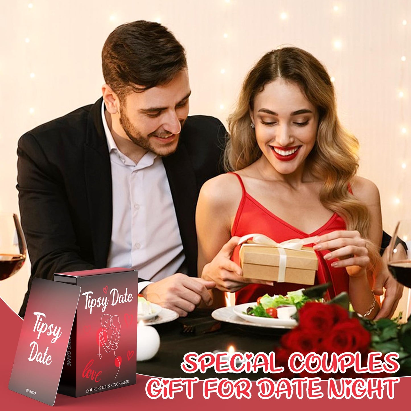 Tipsy Date Couples Games for Adults,Drinking Game for Couples,Drinking Card Games,50 Fun Dares & Questions for Date Night or Par