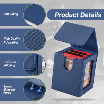MTG Deck Box, Double Display Window MTG, Commander Deck Box Fits 120+ Single Sleeved Cards, PU Leather Magnetic Closure Card Box