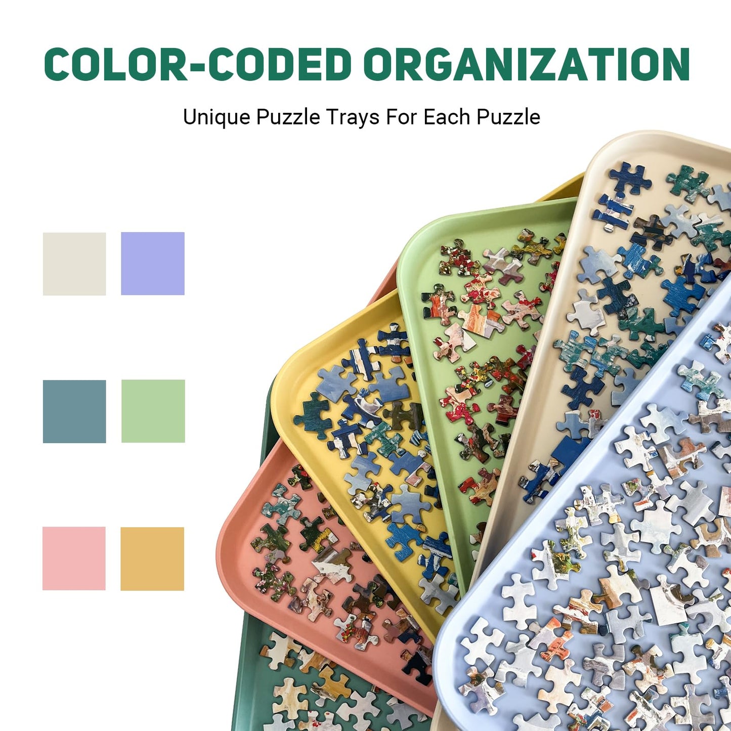 Nariolar Extra-Large Puzzle Sorting Trays, 6 Pack, Stackable, 16.9 x 12, for 2000/3000/5000 Puzzle Pieces