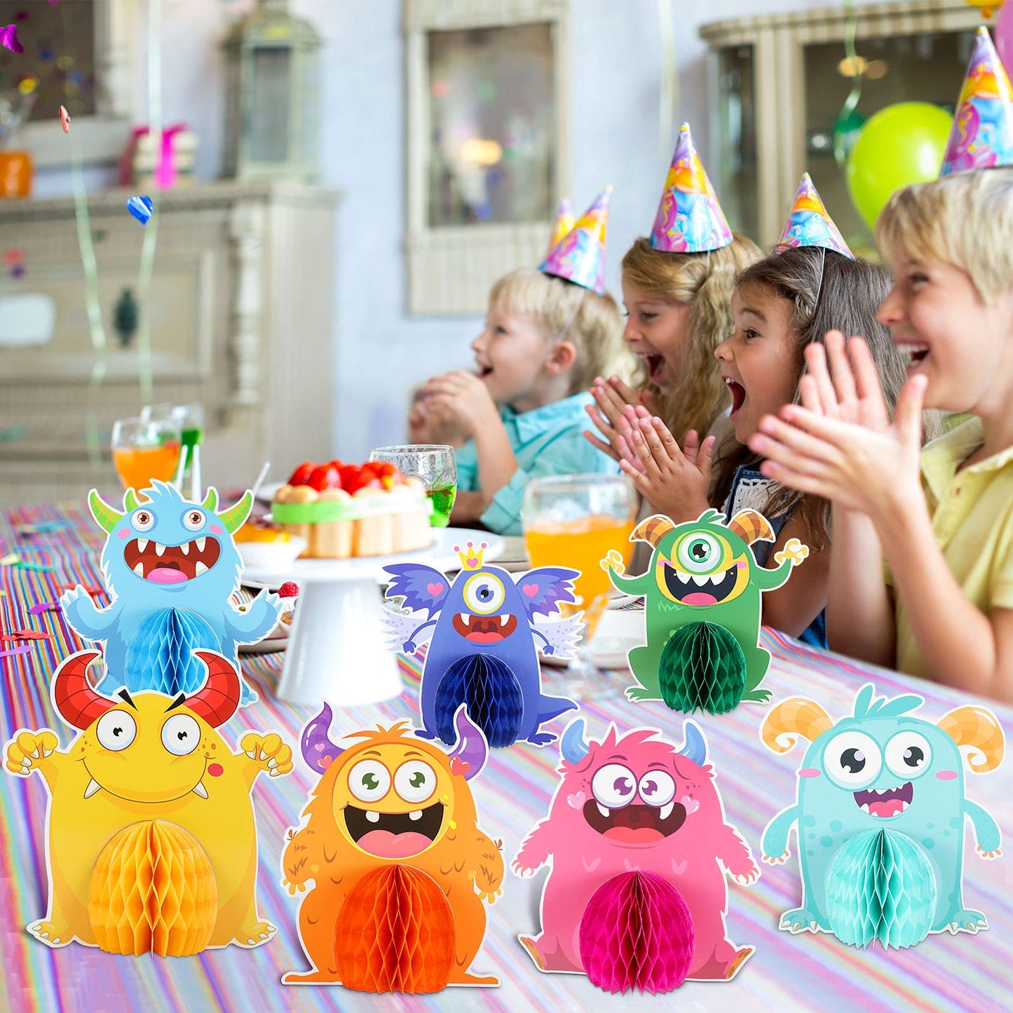 9 Sets Monster Honeycomb Centerpieces Little Monster Party Table Decorations Monsters Themed Birthday Party Supplies Baby Shower Party Favors Birthday Party Centerpiece Table Toppers Decor For Kids