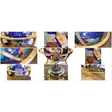 Unique Art 21-Inch Blue Lapis Gemstone Globe with Gold Tripod - Elegant Table Top Decor