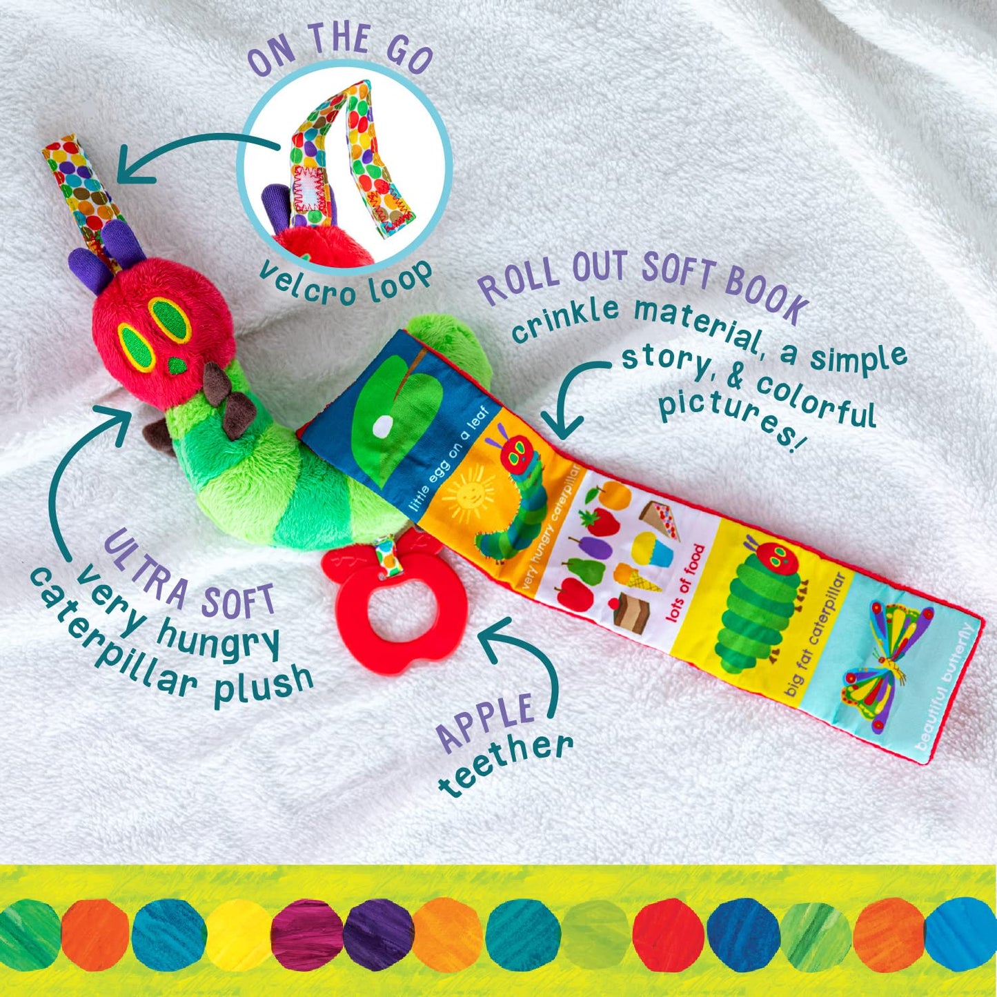 Kids Preferred World Of Eric Carle The Very Hungry Caterpillar Roll Out Activity Toy With Teether, Multicolor (55734)