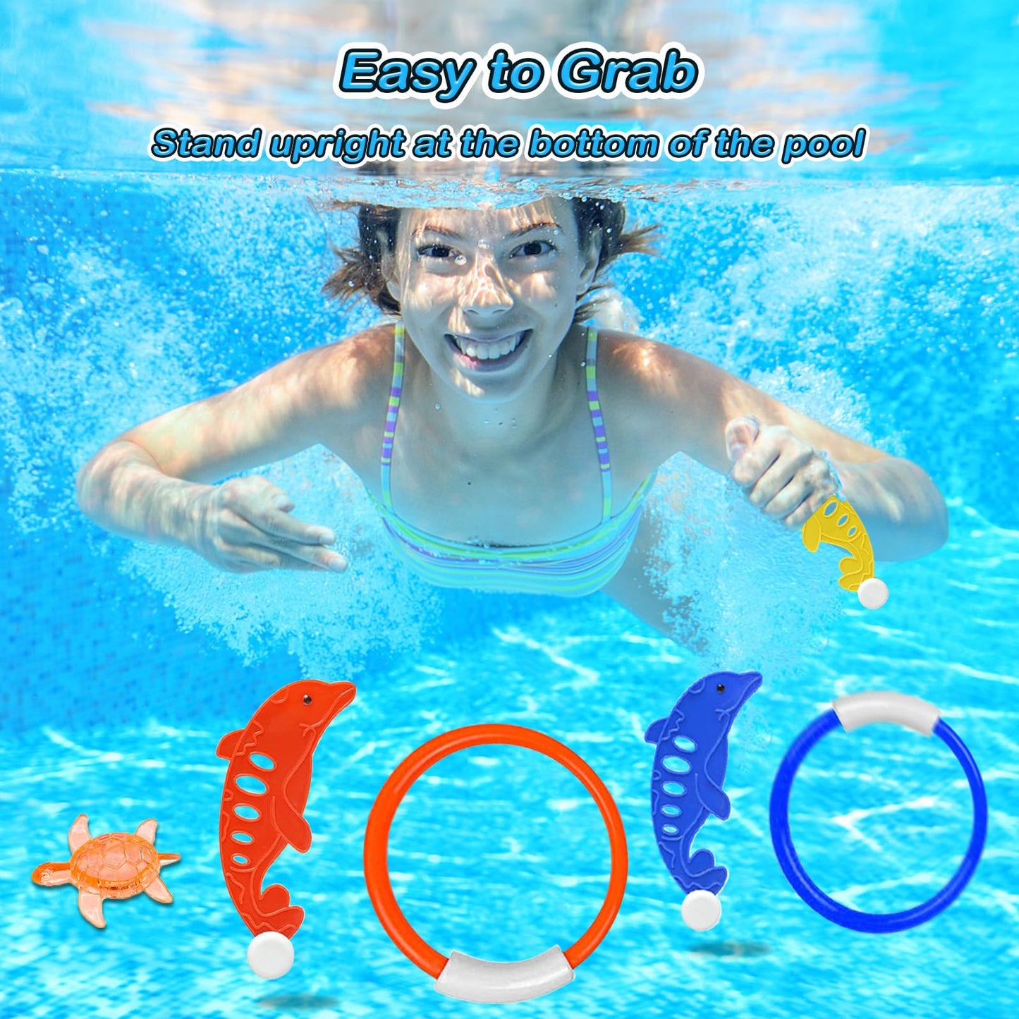 Jasonwell Pool Diving Toys Games - 25Pcs Swimming Pool Toys With Dive Sticks And Rings Underwater Treasures Torpedo Bandits Fish Toys Etc Fun Water Swim Toys For Boys Girls Adults Kids Teens