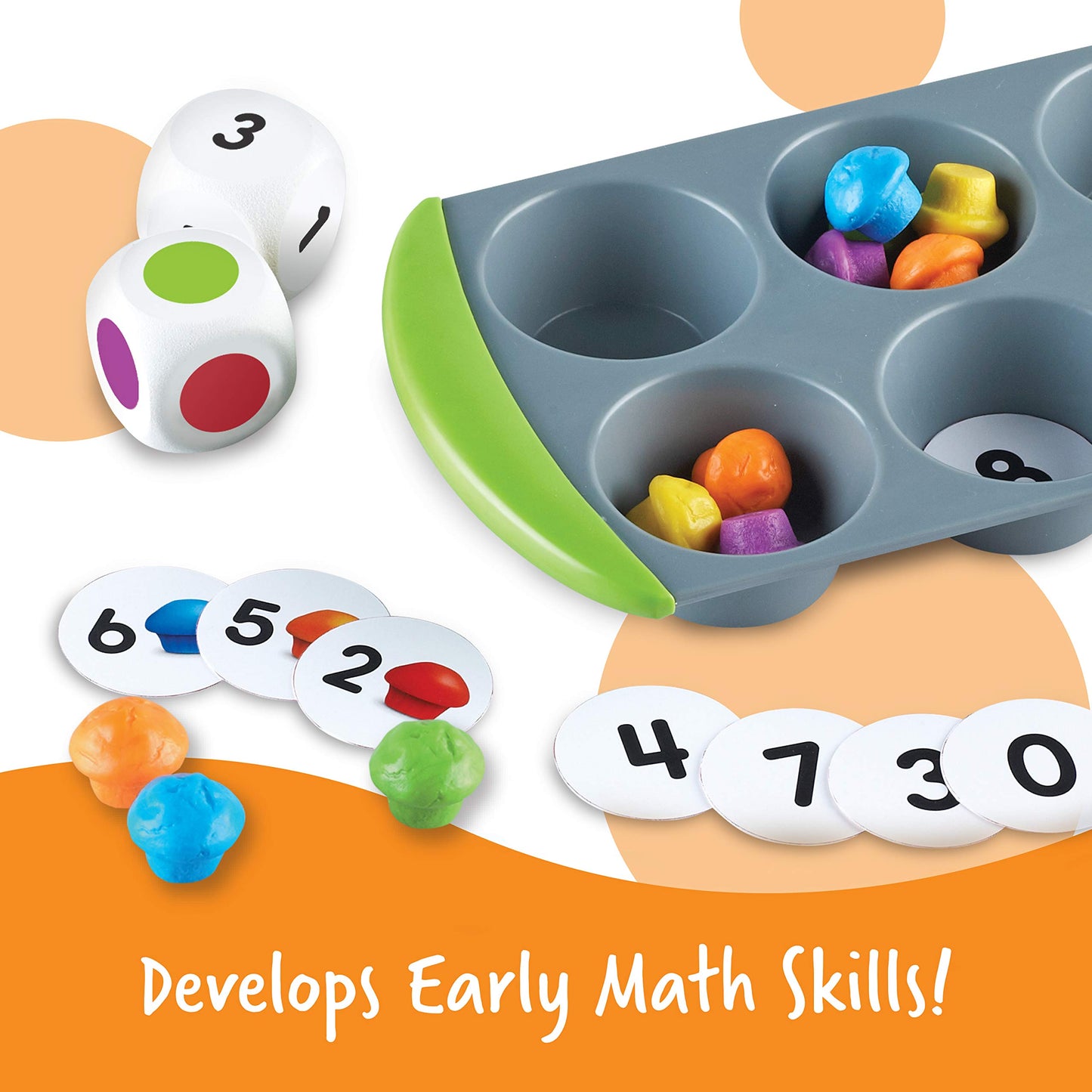 Learning Resources Mini Muffin Match Math Activity Set - 76 Pieces, Ages 3+ Counting Games For Kids, Preschool Learning Toys, Homeschool Learning Toys, Math For Preschoolers