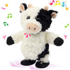 Easfan Walking Cow Repeats What You Say Stuffed Animal Talking Singing Barking Electric Interactive Plush Toy Funny Cattle Birthday For Kids Toddlers,8’’