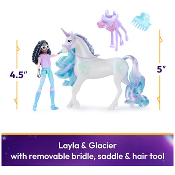 Unicorn Academy, Layla & Glacier Set With 2 Riding Accessories & Hair Styling Tool, Dolls & Unicorn Toys For Girls Ages 4 And Up