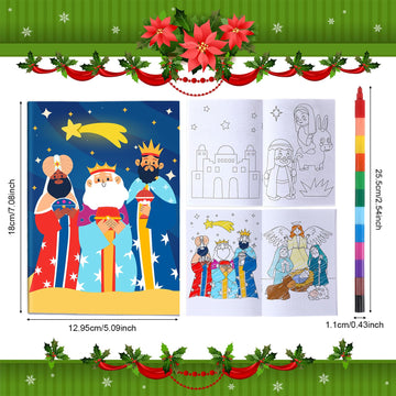 24 Pcs Christmas Coloring Book for Kids Bulk with 24 Crayons, Christmas Activity Books with Marker Xmas Stocking Goodie Bag Stuf