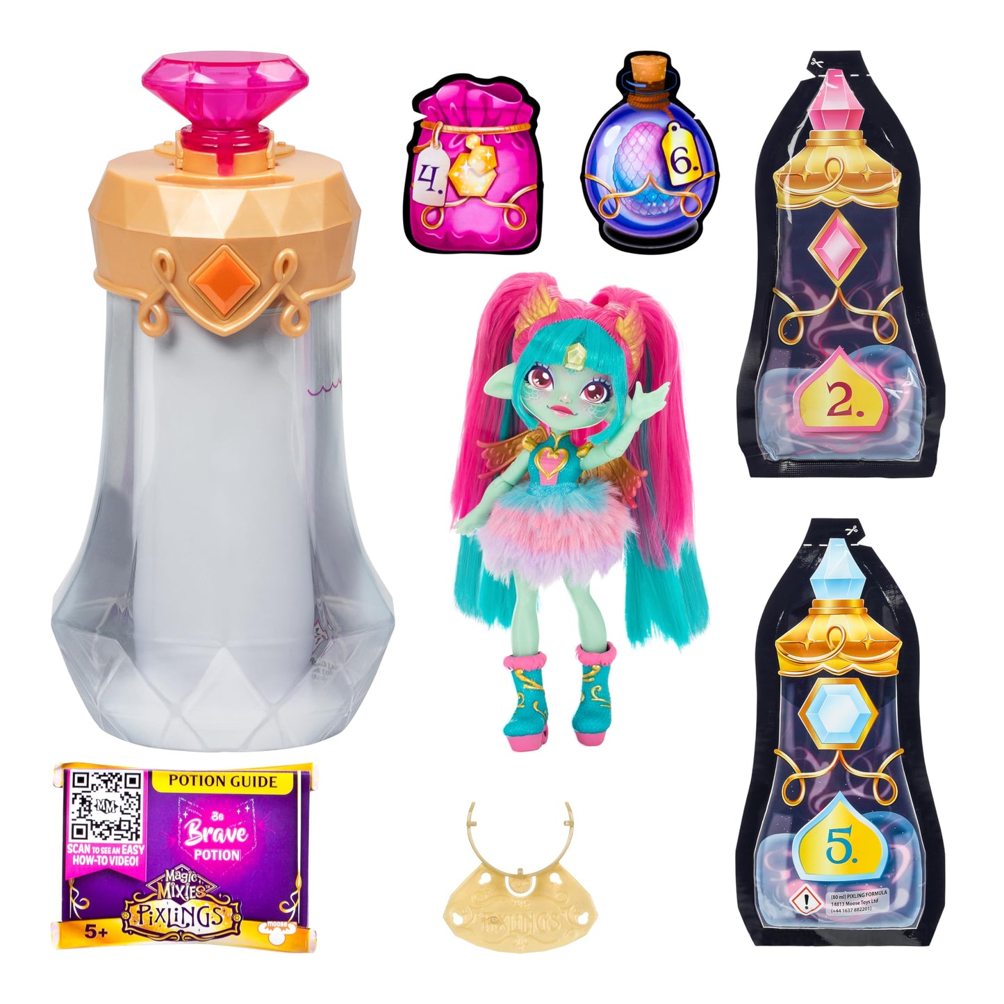Magic Mixies Amber Dragon. Magically Reveal A 6.5' Pixling Doll Inside A Potion Bottle. Mix A Magic Potion To Create Your Pixling