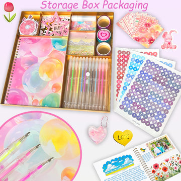 Toyelo Dly Journal Kit For Girls, Diary Suppies Set, Jouraling Art Crafts Kits, Stationery Set Ldeal Gits For 8 9 10 11 12 13 14