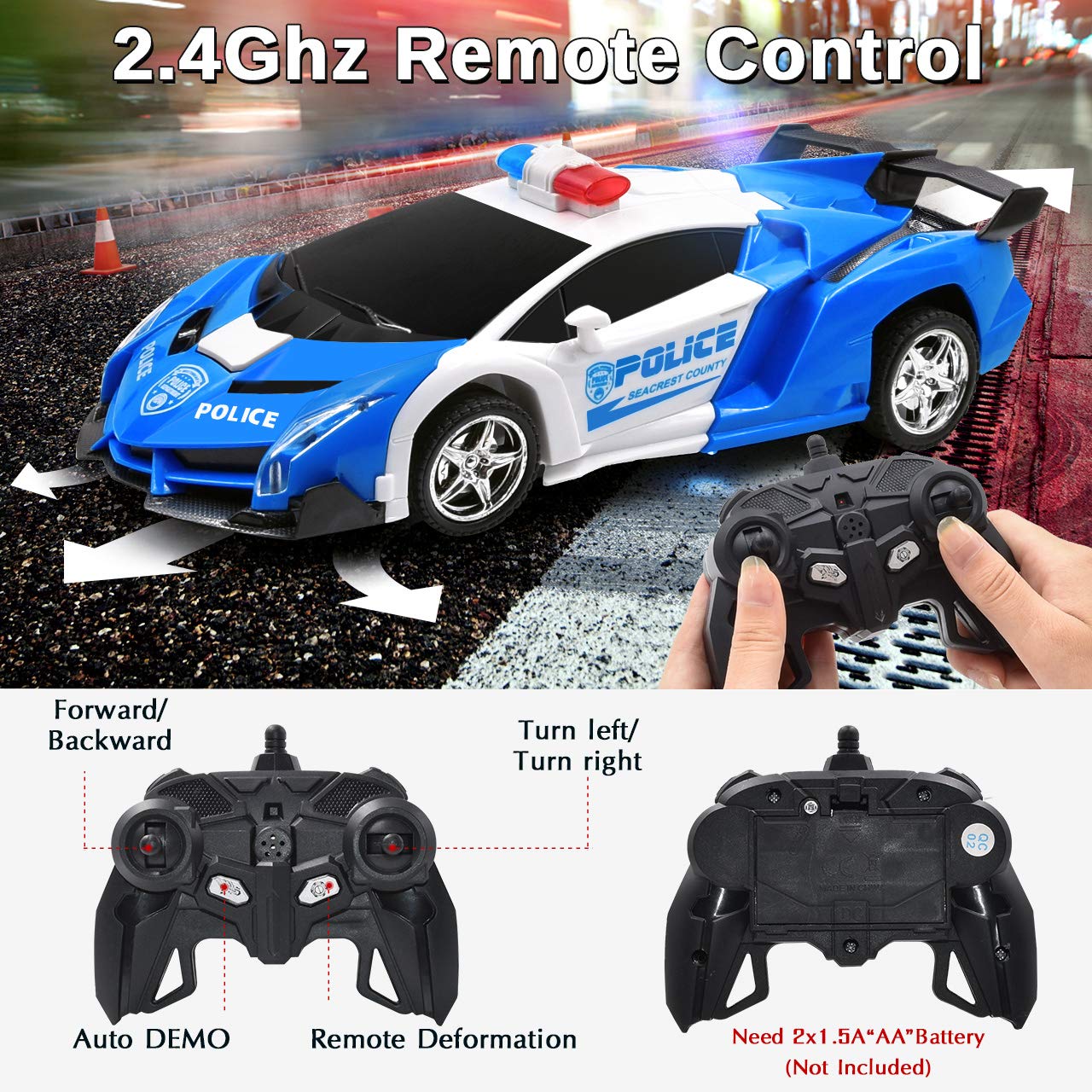 Remote Control Car,Transform Robot RC Car Age 3 4 5 6 7 8-12 Years Old for Kids, Deformation Car Model Toy Gift for Children,One