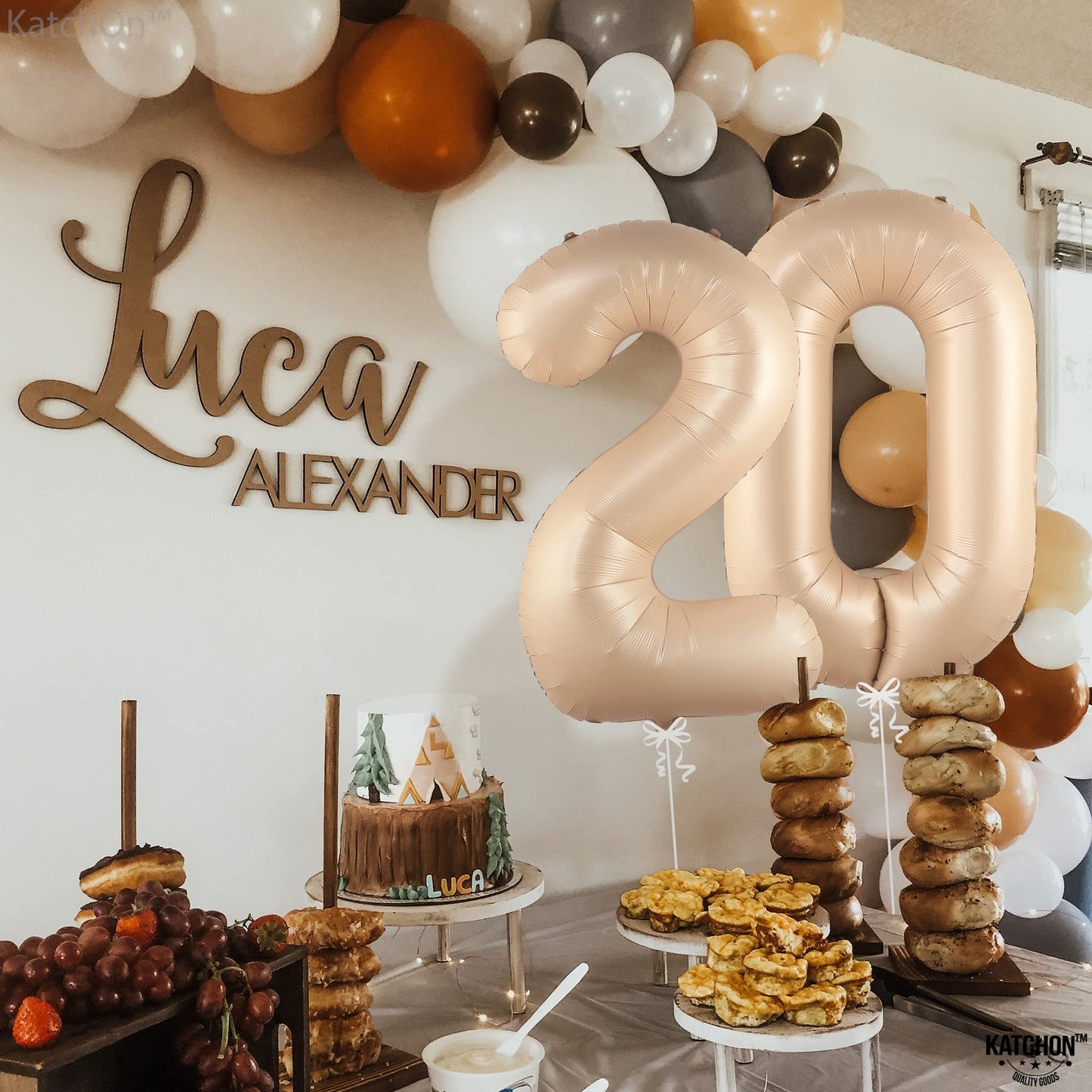 Katchon, Gaint Caramel 20 Balloon Number - 40 Inch | Creme 20 Balloons For 20Th Birthday Decorations | Number 20 Balloons | 20 Number Balloons For 20Th Anniversary Decorations | 20 Birthday Balloons