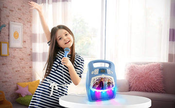 Frozen 2 Bluetooth Portable Mp3 Karaoke Machine Player With Light Show Store Hours Of Music With Built In Memory Sing Along Using The Real Working Microphone Usb Port To Expand Your Content
