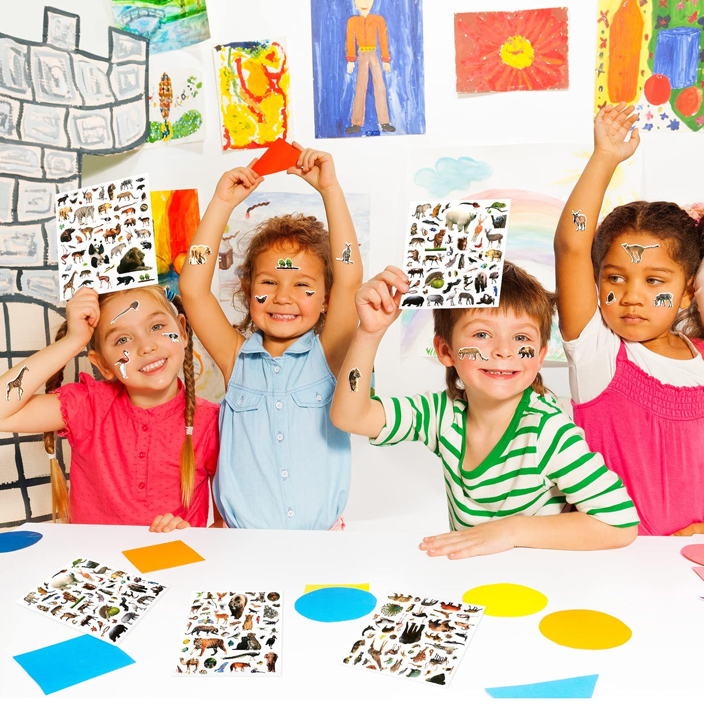 800 Pieces Jungle Animal Stickers Realistic Zoo Animal Stickers Safari Animal Stickers Sea Animal Stickers For Water Bottle Scrapbook Class Rewards Sea Animal Party Supplies (Jungle Animal)