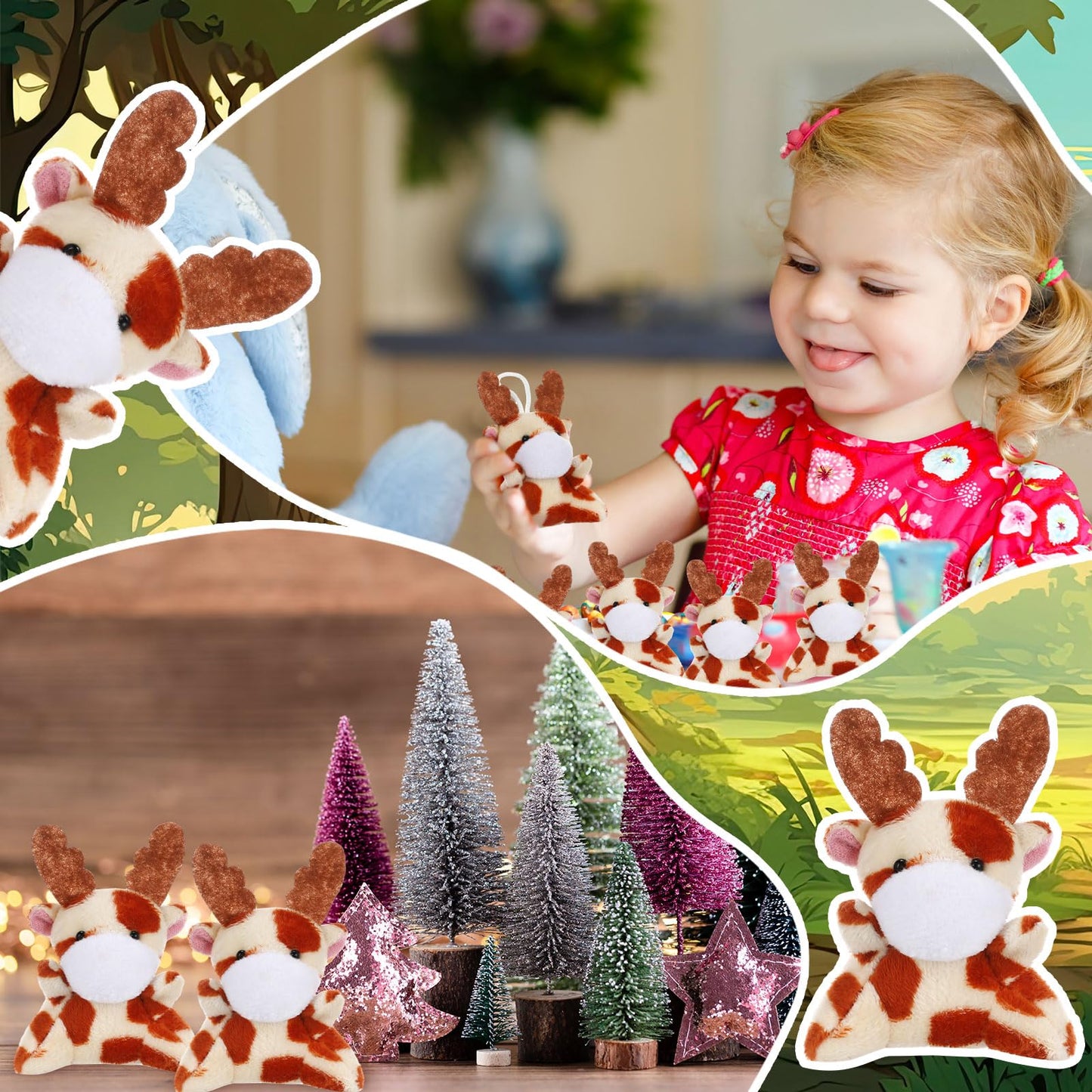 Shappy 50 Pcs Mini Animal Plush Toys Small Stuffed Animals Bulk Cute Tiny Plushies Keychains For Gift Party Carnival Prize(Giraffe)