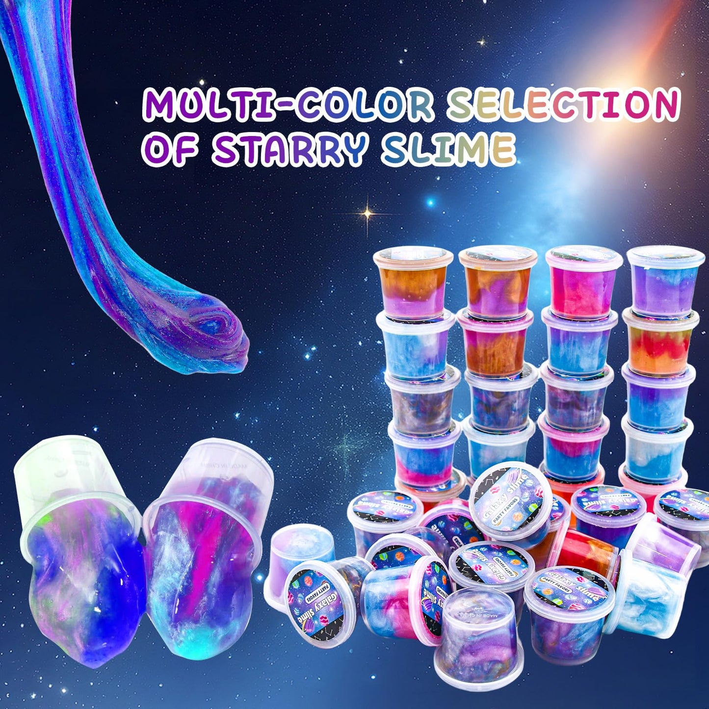 Elover Party Favors For Kids Galaxy Putty Slime Kit Tactile And Visual Experience, Stress Relief Toy,Goody Bag Toys, Christmas Stocking Stuffers For Girls Boys (Starry Sky)