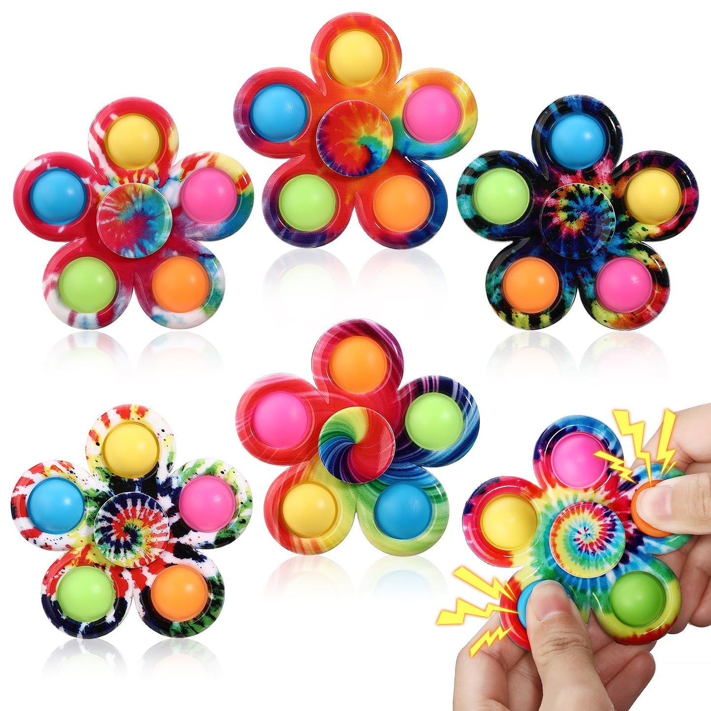 SCIONE 6Pack Pop Fidget Spinners, Sensory Fidget Toys for Kids 8-12 4-8 Bulk, ADHD Autism Fidget Toys for Toddler 1-3 Boys Girls