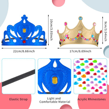 JOELELI 31pcs Crown Craft for Kids, 24pcs Foam Princess Tiara Crowns with Gem Diamond Tattoo Sticker- Make Your Own Queen King C