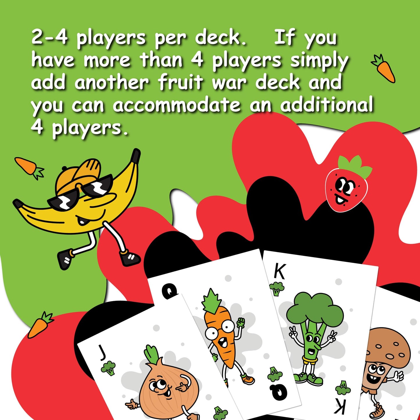 Blakruut Games Fruit War, A Family Friendly Game That Is A Twist On The Classic Game Of War, With Quicker Game Play, Intense Bat
