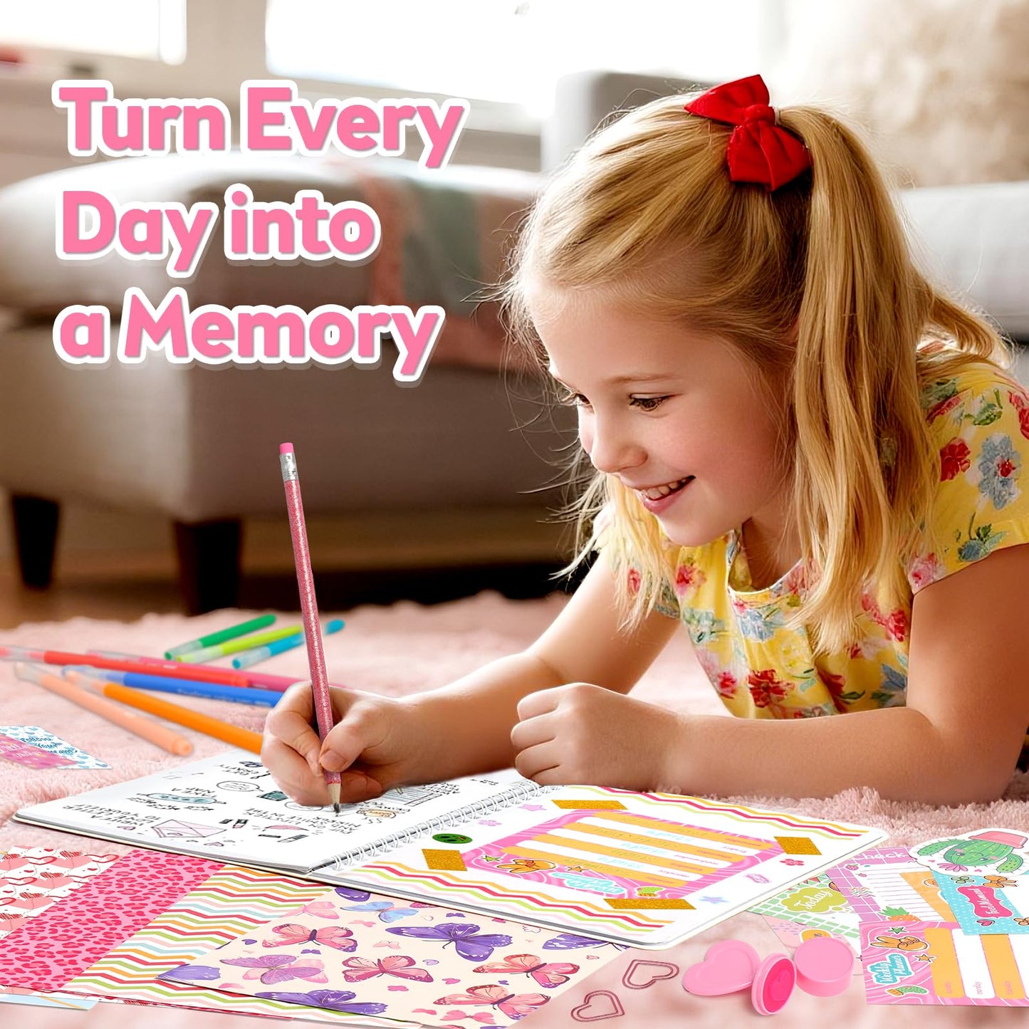 Axirata 2-Pack DIY Journal Kit for Girls, Journal Set for Tween & Teen Girl 6-8-14 Year Old, Scrapbook & Diary Supplies Toy Set,