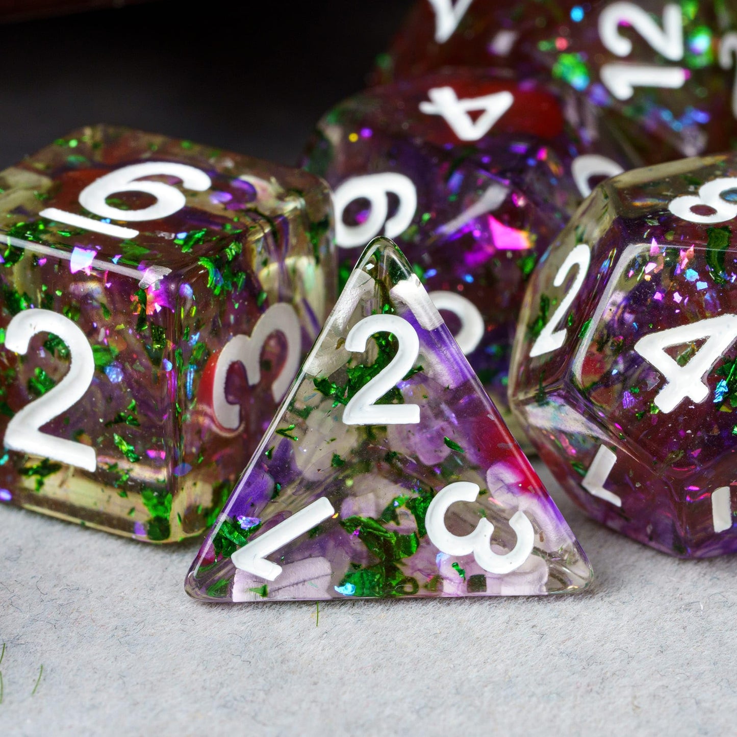 HDdais DND Dice Set, 7PCS Polyhedral Dice Set Filled with Green Foil for Dungeons and Dragons, D&D Dice for Role Playing Game an