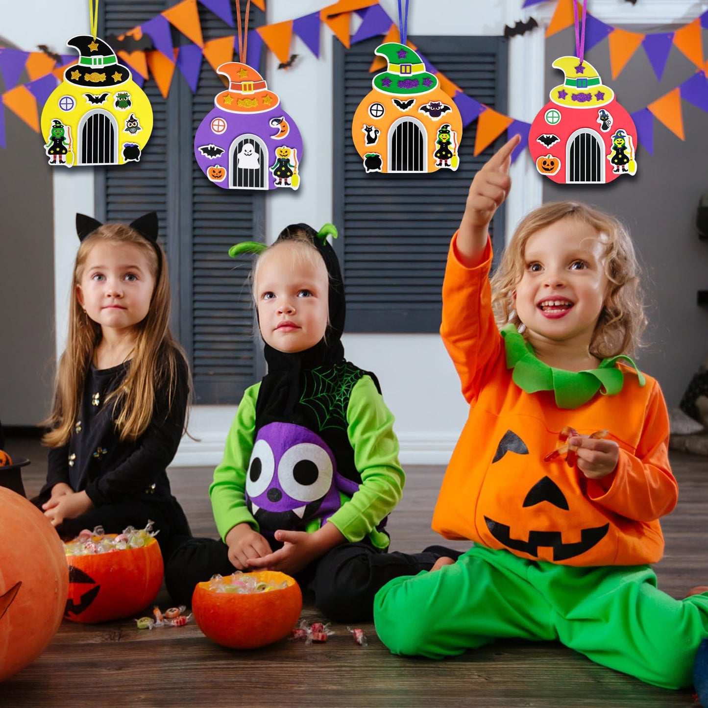 Fennoral 12 Pack Halloween Craft Kit For Kids Make You Own Witch House Foam Stickers Ornament Diy Arts And Crafts For Kids Girls