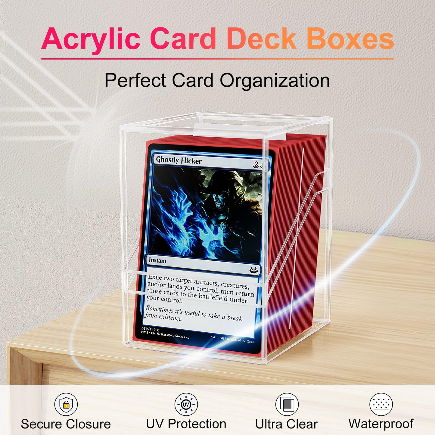 Card Deck Box With Portable Case, 6 Pack Clear Card Deck Box Holds 600+ Double Sleeved Cards, Commander Deck Box With 6 Dividers
