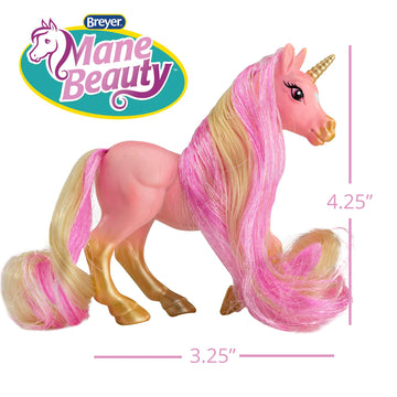 Breyer Horses Mane Beauty Li'L Beauties | Stardust - Unicorn | Brushable Pink And Gold Mane And Tail | 4.25'' L X 3.25'' H | Mod