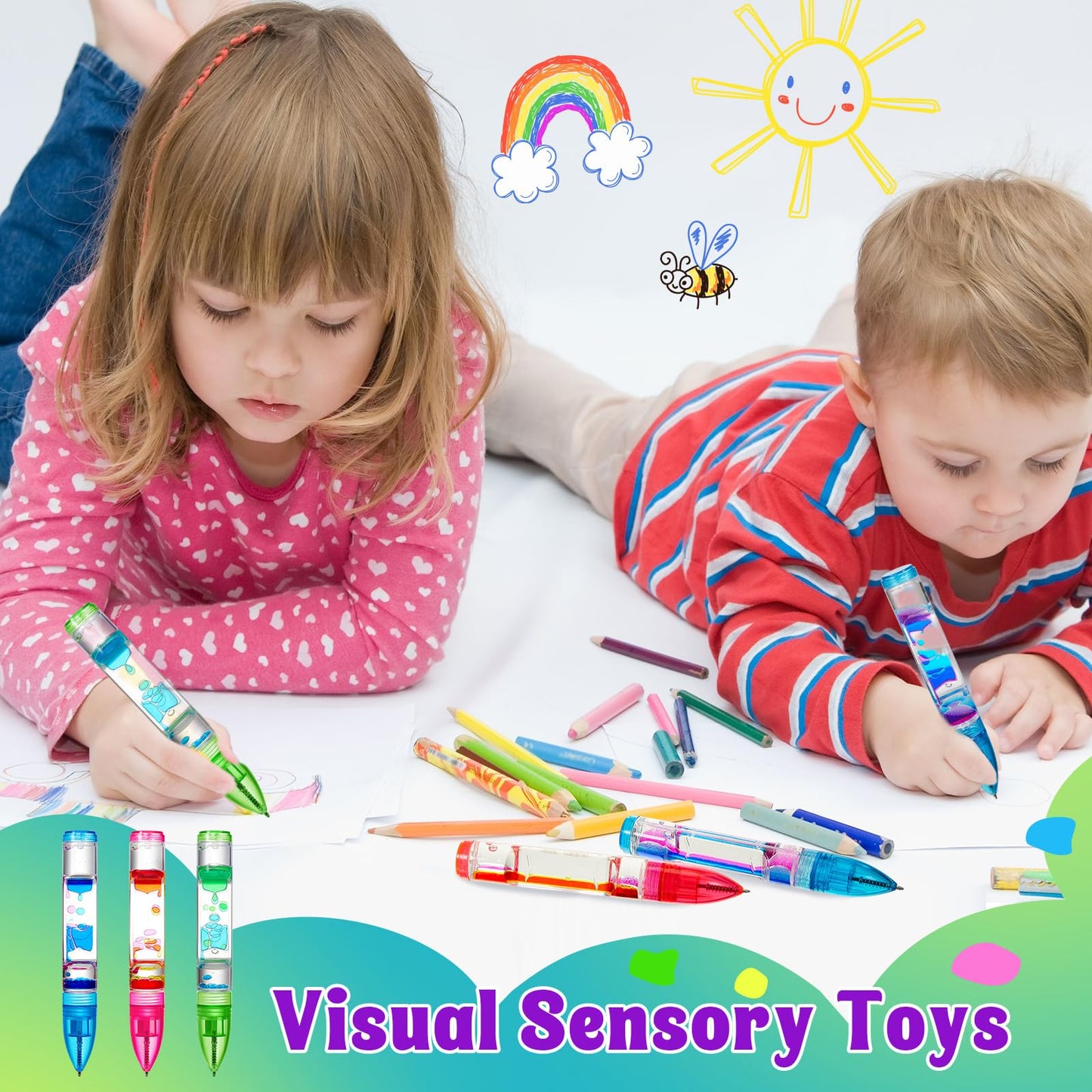 Equsion 3 Pcs Liquid Motion Bubbler Pens Cool Pens Fidget Pen Fun Liquid Timer Pen Fidget Toys Office Desk Toys Novelty Gifts Fo