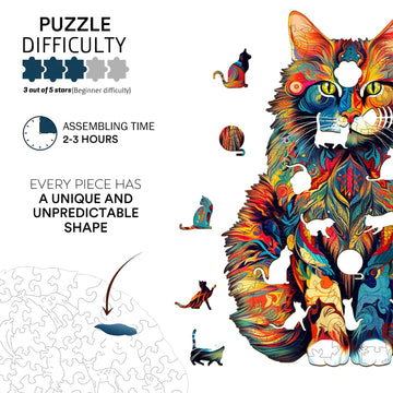 Jigfoxy Wooden Puzzle For Adults, Cat Wooden Jigsaw Puzzles For Adults, Unique Animal Shape Wood Cut Puzzles, Christmas Thanksgiving Gifts For Family Friend(S-8.3 * 6.6In-80Pcs)