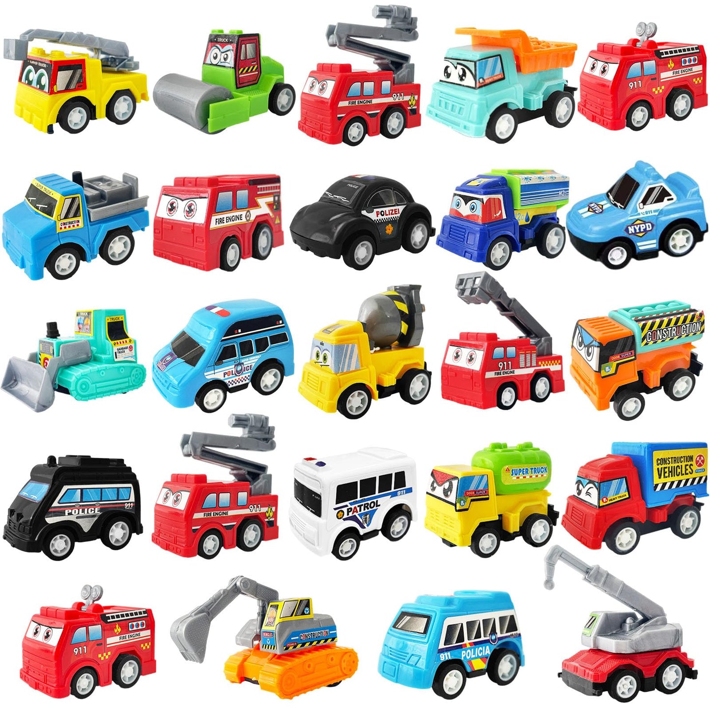 Juuxncgv 24Pcs Pull Back City Cars Toys,Mini Model Vehicle Set,Mini Play Truck Bulk For Party Favors,Christmas,Toddlers,Easter,G
