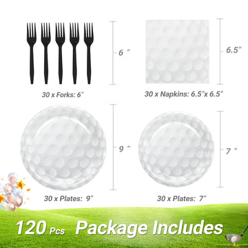 Lmjunzz 120 Pcs Golf Party Supplies Bundle Paper Plates Napkins Forks Golf Party Birthday Decorations For Kids Serves 30