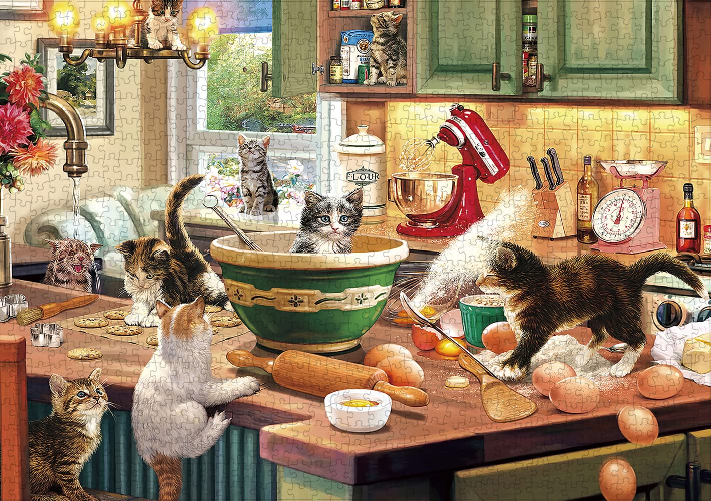 Rajrned Puzzles For Adults - Jigsaw Puzzles 1000 Pieces - Kitchen Cats