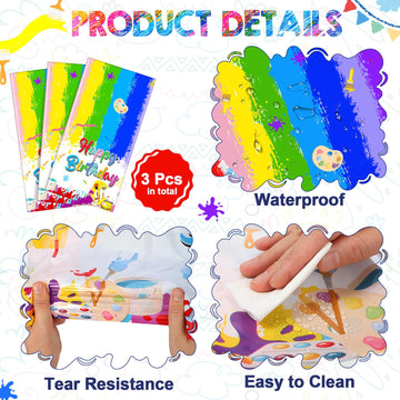 Zhehao 3 Pcs Art Paint Party Tablecloths Happy Birthday Table Cover Paint Splatter Table Cloth Disposable Plastic Art Party Deco