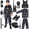Luucio SWAT Police Costume for Kids Kids Police Officer Costume for Boys with SWAT Vest Halloween Costumes for Boys Girls