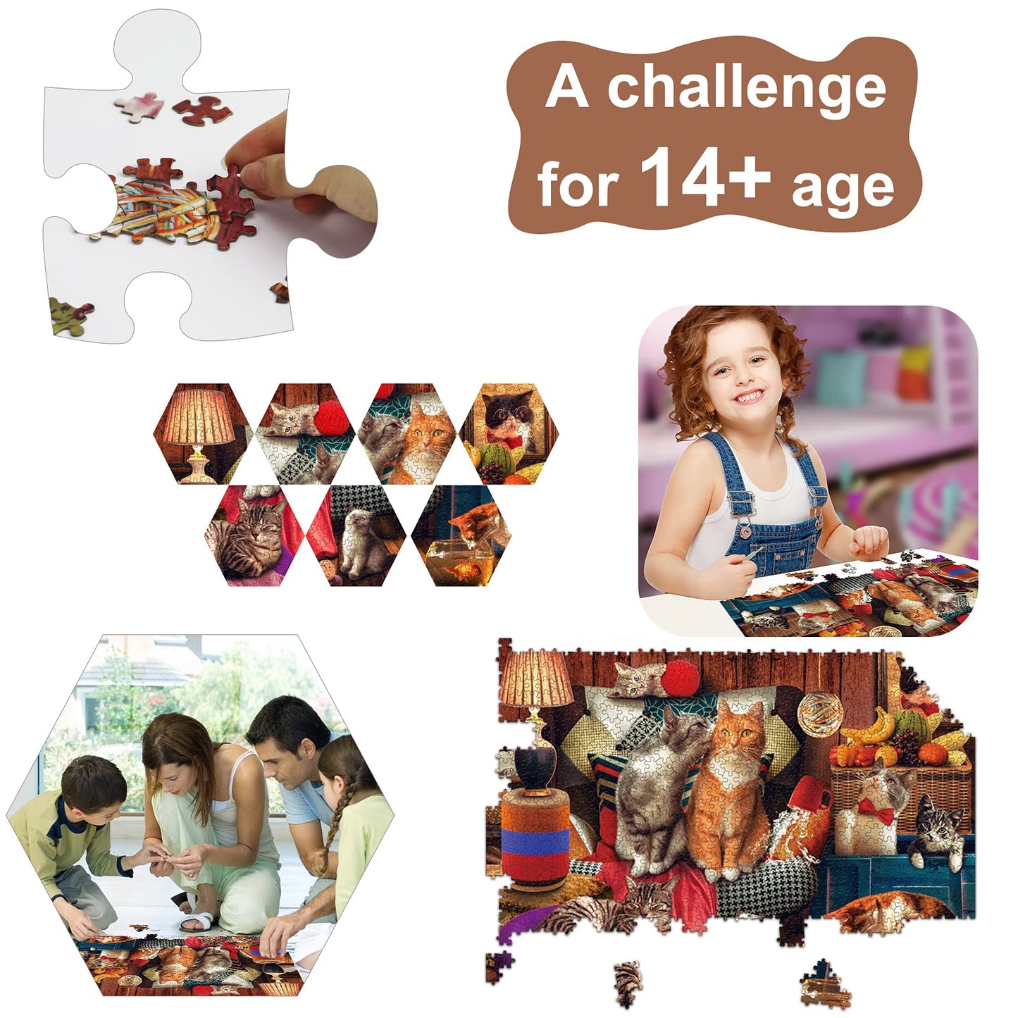 Motiloo Cute Cat Puzzles,Jigsaw Puzzles For Adults 1000 Pieces-Large Size 20'' X 27'',Thicken Cardboard Hight Difficulty Jigsaw