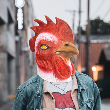 PartyHop Rooster Mask Animal Latex Full Head Realistic Masks Chicken Fancy Dress for Halloween Carnival Costume Party