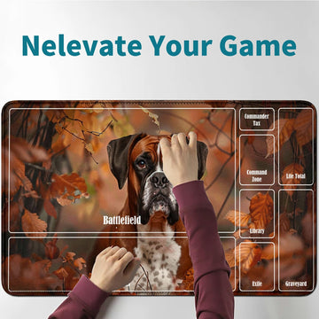 RWUTYTIUL Maple Leaf Pug Card Playmat 24 X 14 Inch with Tube Bag, Card Gameplay Mat with Zones Commander Deck Board MTG RPG CCG