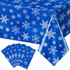 Jectivs 6 Pieces Christmas Snowflake Plastic Party Tablecloth Decorations,White Snowflake Blue Xmas Backdrop Sign Table Cover Ba