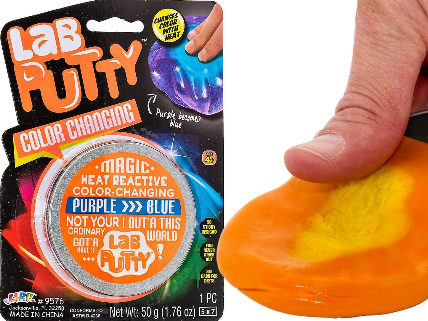 Ja-Ru Lab Putty Assorted, Its Magnetic, Heat Sensitive, Crystal Clear, Uv Sensitive, Glow In The Dark (5 Pack) Crazy Stress Putt
