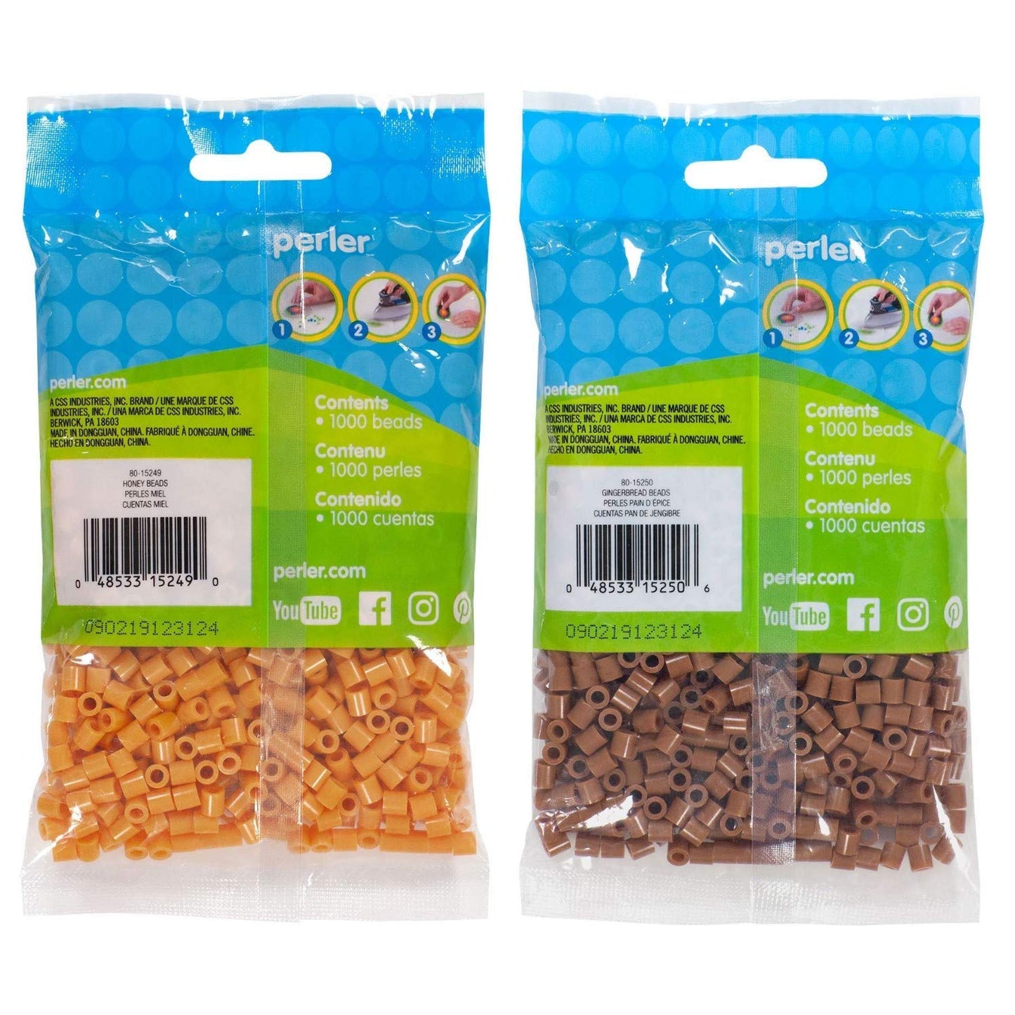 Perler Bead Bag 1000, Bundle of Honey and Gingerbread (2 Pack)